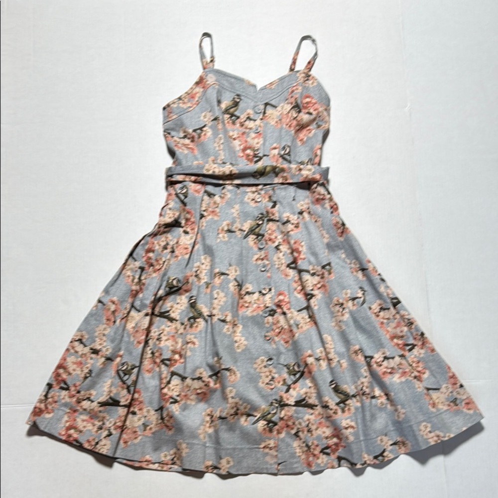 GAL MEETS GLAM Collection‎ Women's Daphne Dress Summer Floral Bird Theme Size 4